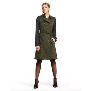 NWT Altuzarra x Target Olive Green Contrast-Sleeve Cotton Twill Trench Coat XS